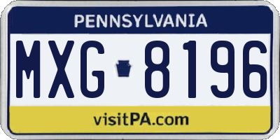 PA license plate MXG8196