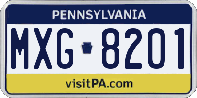 PA license plate MXG8201