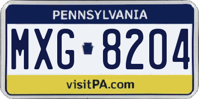 PA license plate MXG8204