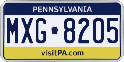 PA license plate MXG8205