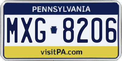 PA license plate MXG8206