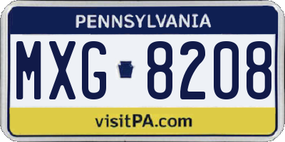 PA license plate MXG8208