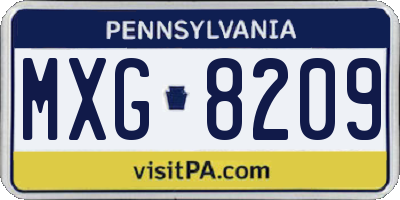PA license plate MXG8209