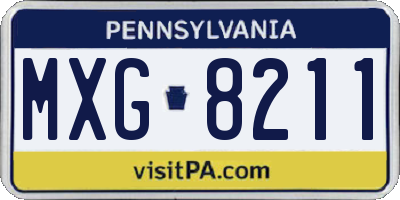 PA license plate MXG8211