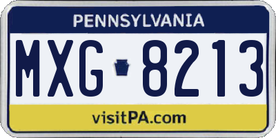 PA license plate MXG8213