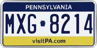 PA license plate MXG8214