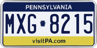 PA license plate MXG8215