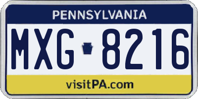 PA license plate MXG8216