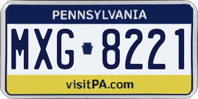 PA license plate MXG8221