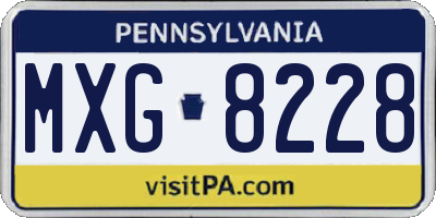PA license plate MXG8228