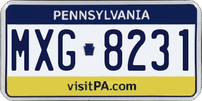 PA license plate MXG8231