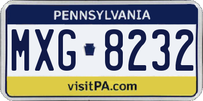 PA license plate MXG8232