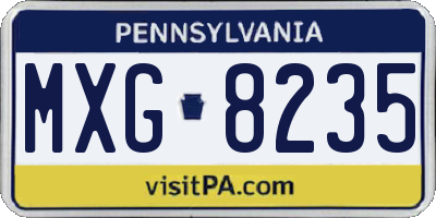 PA license plate MXG8235