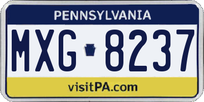 PA license plate MXG8237