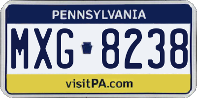 PA license plate MXG8238