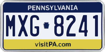PA license plate MXG8241