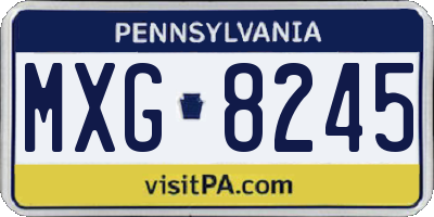 PA license plate MXG8245