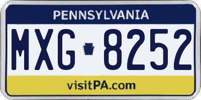 PA license plate MXG8252