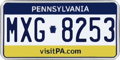 PA license plate MXG8253