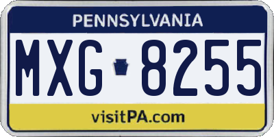 PA license plate MXG8255