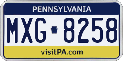 PA license plate MXG8258