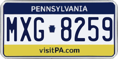 PA license plate MXG8259