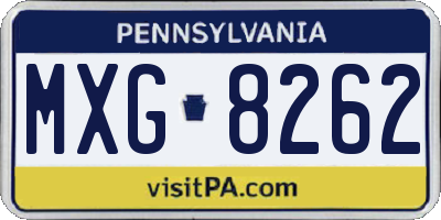 PA license plate MXG8262