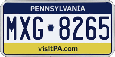 PA license plate MXG8265