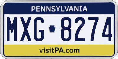 PA license plate MXG8274