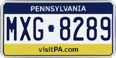 PA license plate MXG8289