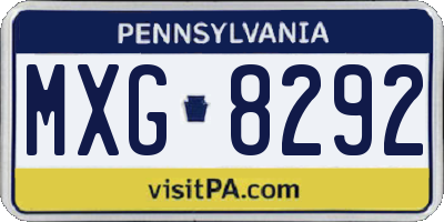 PA license plate MXG8292