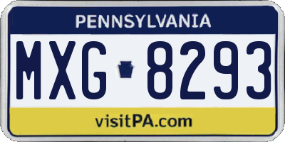 PA license plate MXG8293