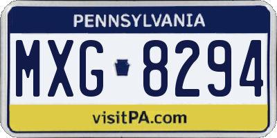 PA license plate MXG8294
