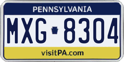PA license plate MXG8304