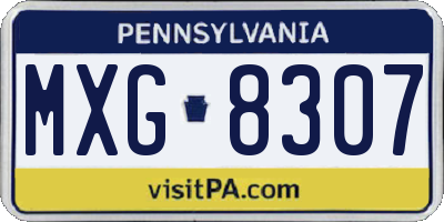PA license plate MXG8307