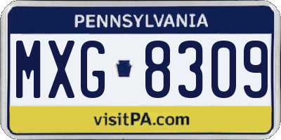PA license plate MXG8309