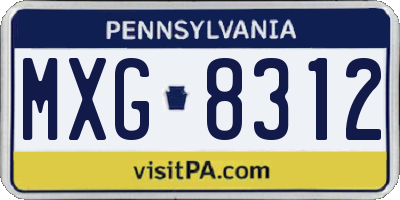 PA license plate MXG8312
