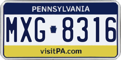 PA license plate MXG8316