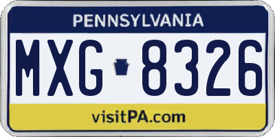 PA license plate MXG8326