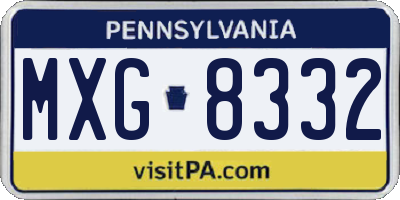 PA license plate MXG8332