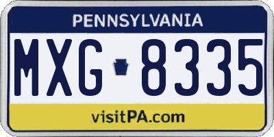 PA license plate MXG8335