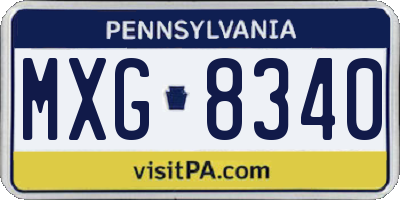 PA license plate MXG8340