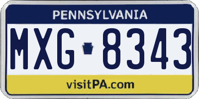 PA license plate MXG8343