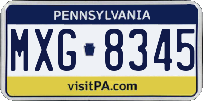 PA license plate MXG8345