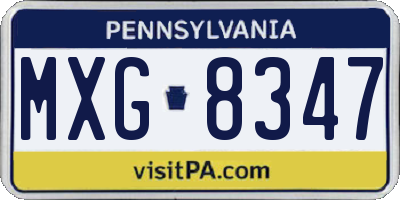 PA license plate MXG8347