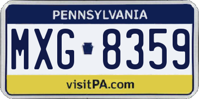 PA license plate MXG8359