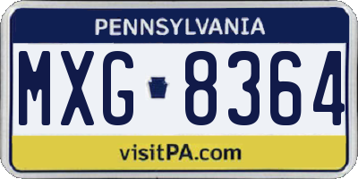 PA license plate MXG8364
