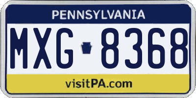 PA license plate MXG8368