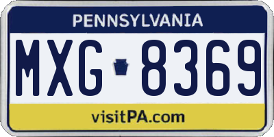 PA license plate MXG8369