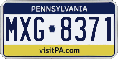 PA license plate MXG8371